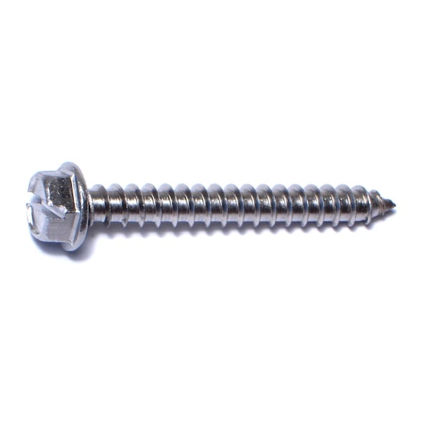 Midwest Fastener Sheet Metal Screw, #14 x 2 in, 18-8 Stainless Steel Flange Hex Head Slotted Drive, 50 PK 53624 - main